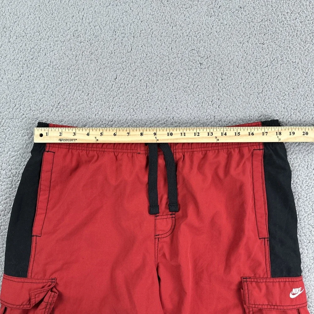 VTG Nike‎ Swim Trunks Board Shorts Men 2XL Red Black Embroidered Y2K 268944-648
